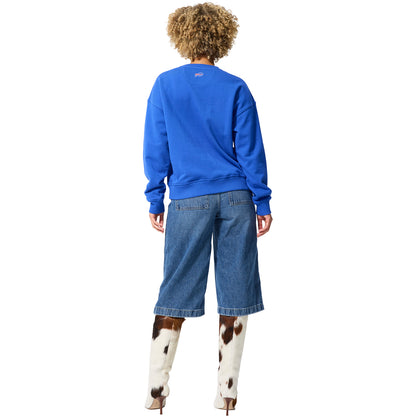 Ladies Buffalo Bills Terez Primary Logo Gems Crewneck Sweatshirt In Blue - Back View