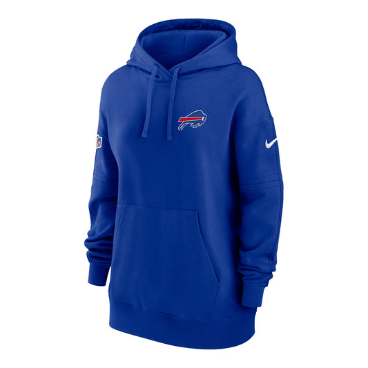 Ladies Sideline Club Fleece Hoodie In Blue & Red - Front View