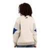 Ladies Starter Buffalo Bills On the Ball Retro Crewneck Sweatshirt In White - Back View On Model
