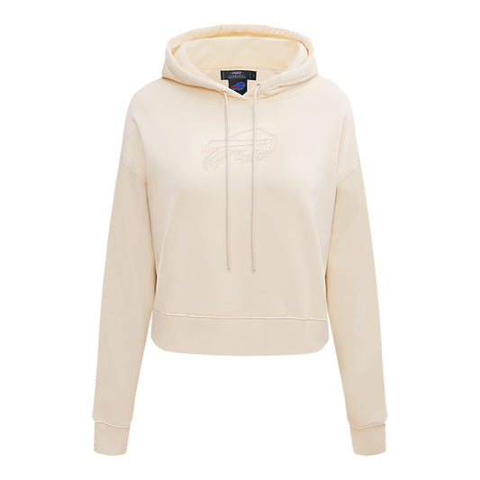 Ladies Pro Standard Crop Neutral Bills Hoodie In White - Front View