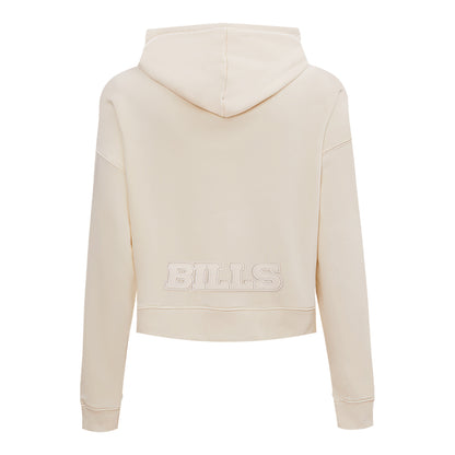 Ladies Pro Standard Crop Neutral Bills Hoodie In White -  Back View