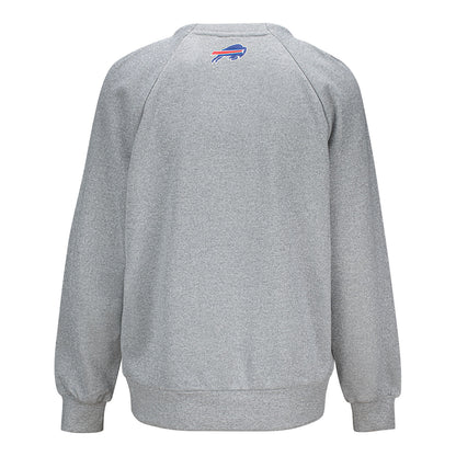 Buffalo Bills GIII Fan Chant Sequin Ladies Crewneck In Grey - Back View