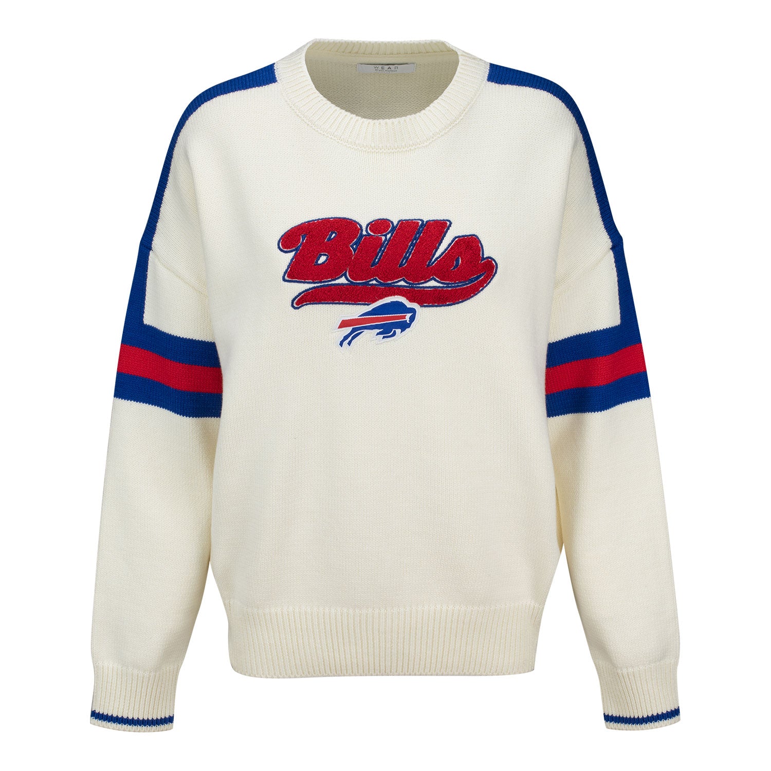 Women's WEAR Buffalo Bills Classic Script Sweater In White - Front View