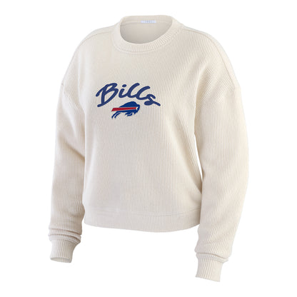 Bills Casual Dropped Shoulder Sweater by WEAR by Erin Andrews In White - Front View