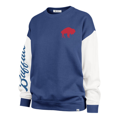 '47 Brand Bills Women's Retro Logo White Long Sleeve T-Shirt In Blue - Front View