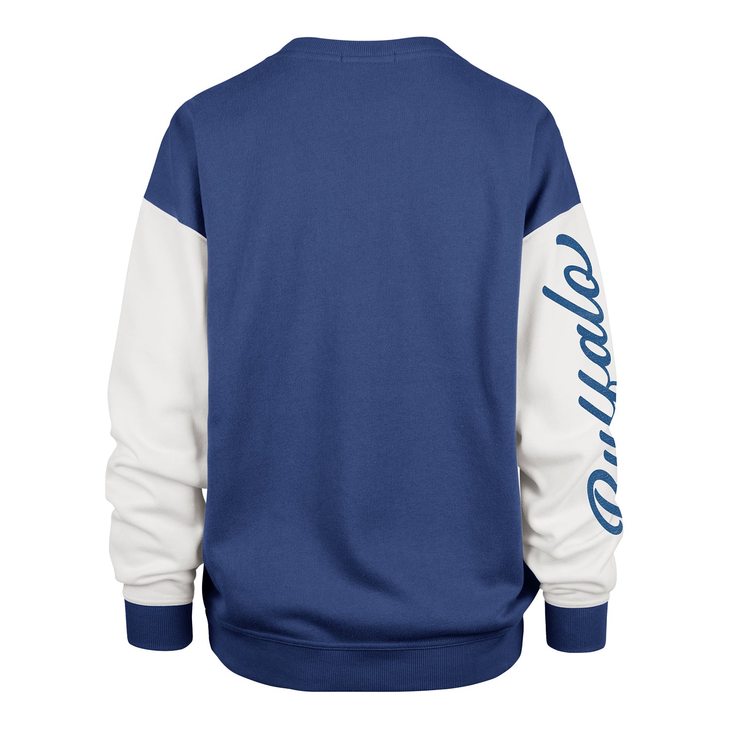 '47 Brand Bills Women's Retro Logo White Long Sleeve T-Shirt In Blue - Back View