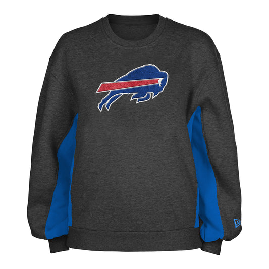 Ladies New Era Bills Balloon Sleeve Sweatshirt In Black - Front View