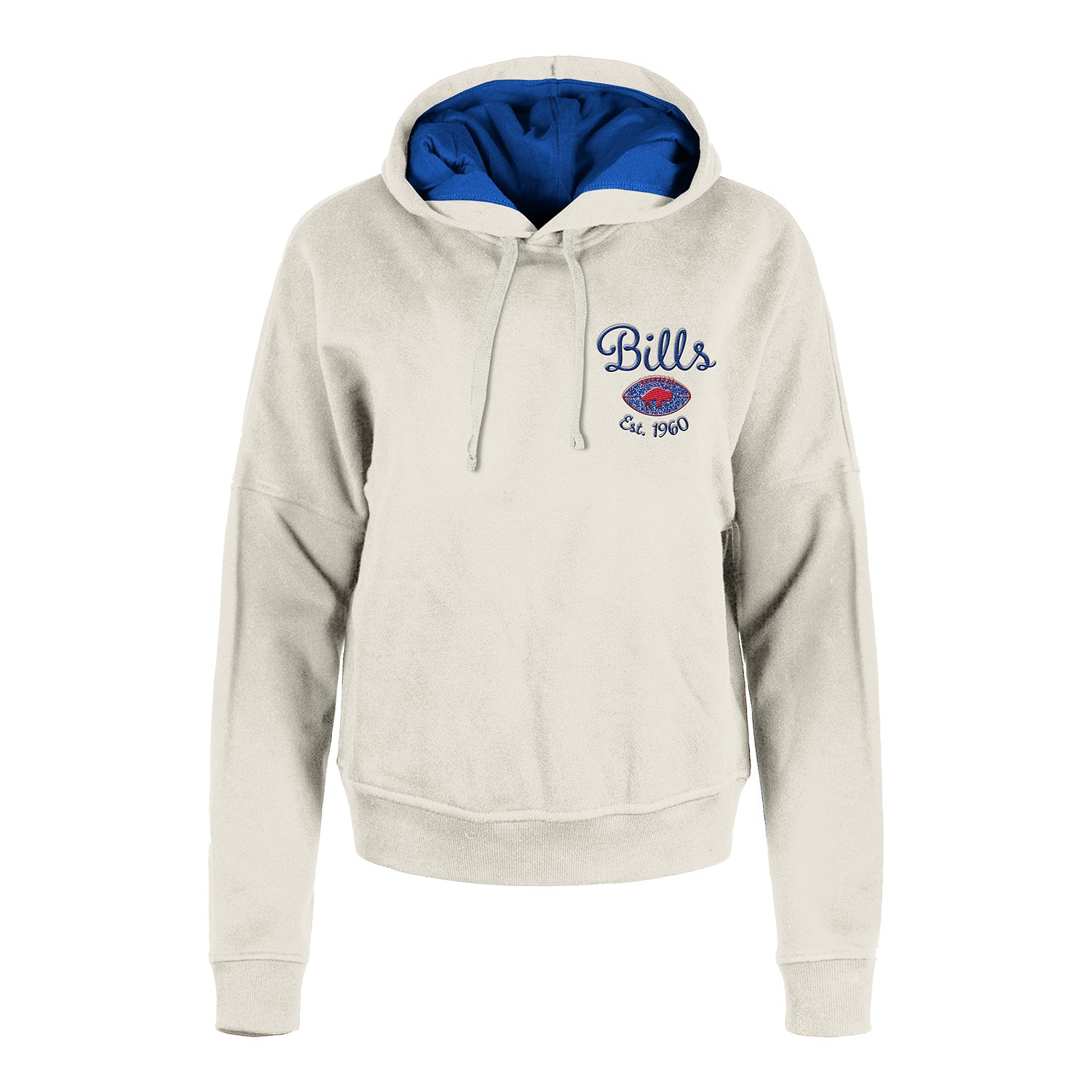 Ladies New Era Buffalo Bills Boxy Pull Over Hoodie In Grey - Front View