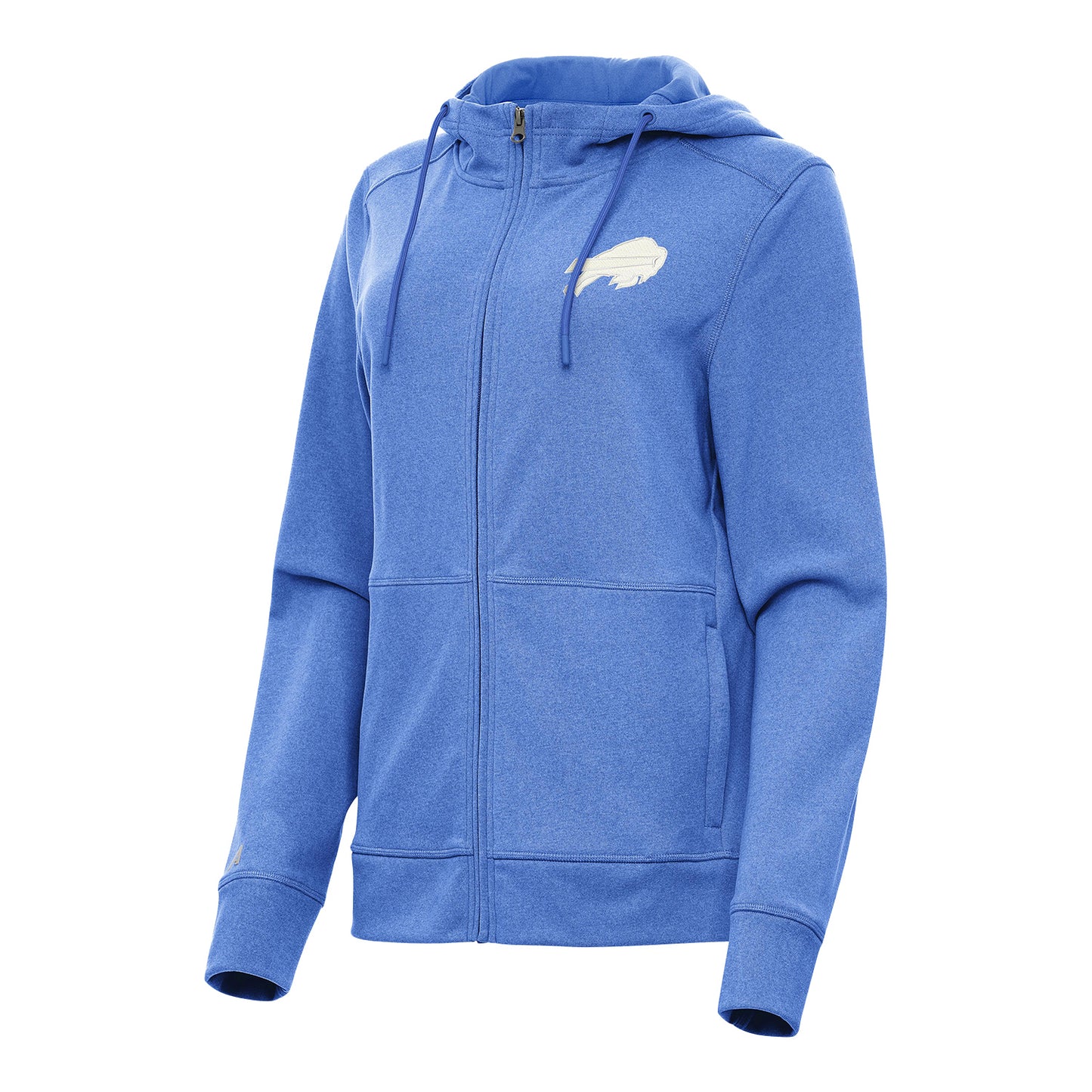 Women's Antigua Bills Seeker Full Zip Hooded Sweatshirt In Blue - Front View