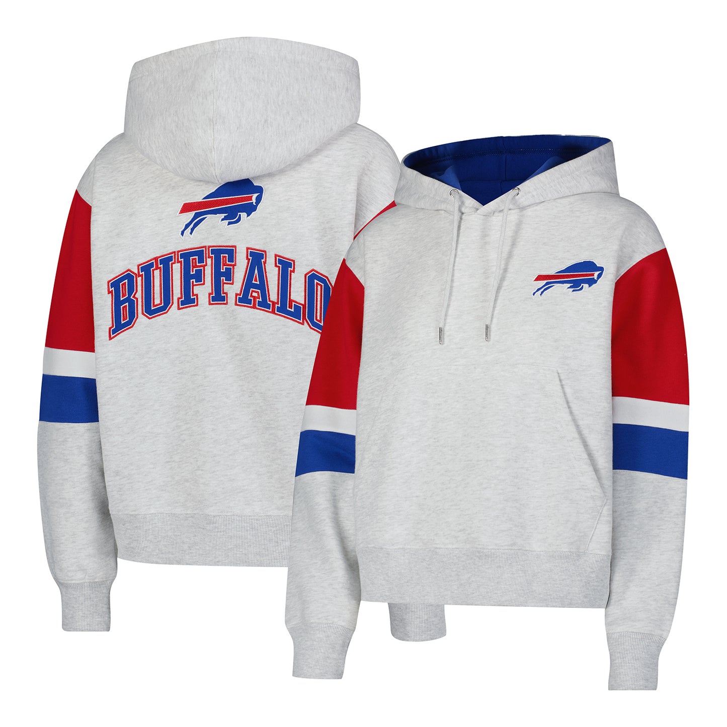 Buffalo Bills Icer Brands Ladies Oversized Crop Sweatshirt In Grey - Front & Back View