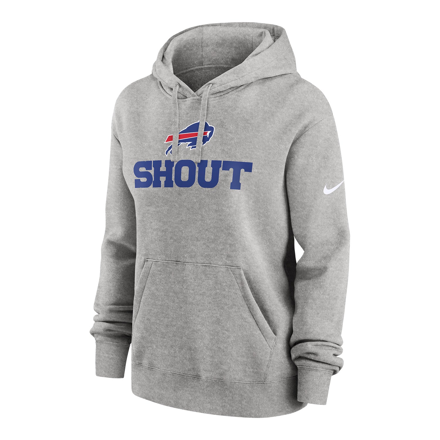 Ladies Buffalo Bills Nike "Shout" Pullover Hoodie In Grey - Front View