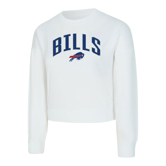 Ladies Buffalo Bills Laney Chenille Crewneck Sweatshirt In White - Front View