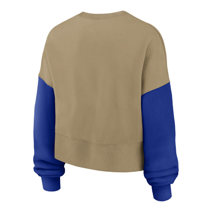 Ladies Buffalo Bills Nike Oversized Rewind Fleece In Tan - Back View