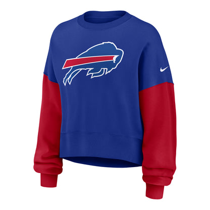 L:adies Buffalo Bills Nike Oversized Primary Fleece In Blue - Front View