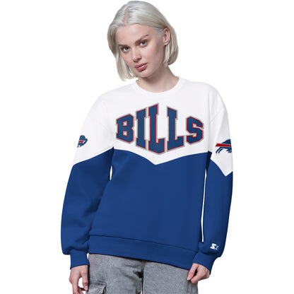 Ladies Buffalo Bills Starter Clutch Hit ZigZag Fleece In Blue & White - Front View