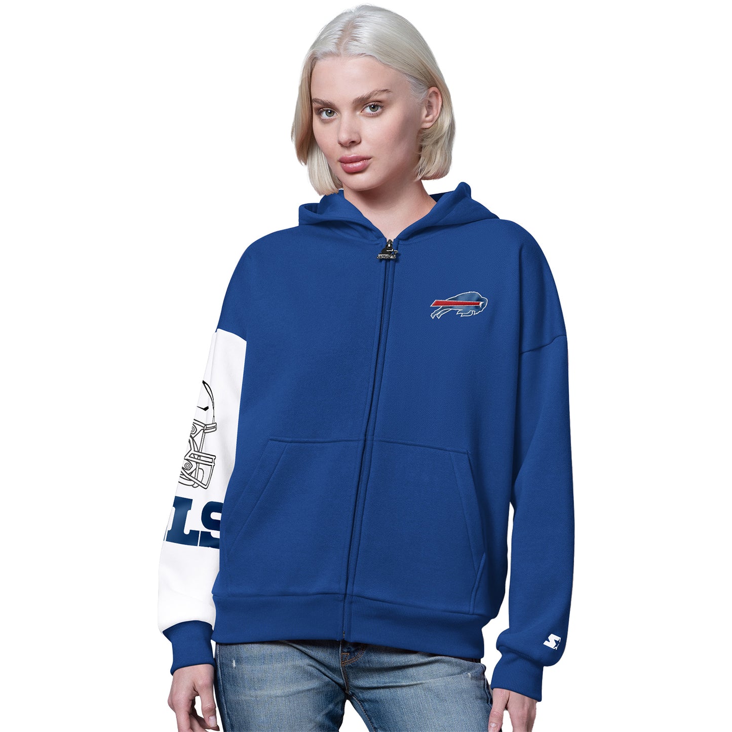 Ladies Buffalo Bills Starter 4th Down Blue Hoodie In Blue - Front View