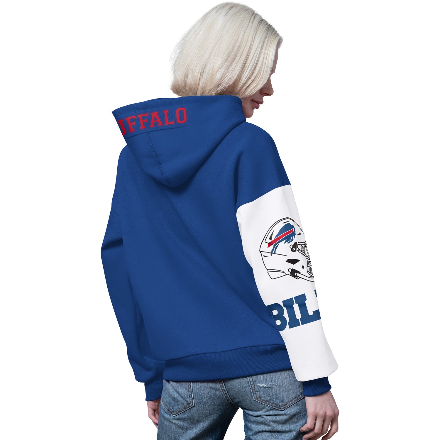 Ladies Buffalo Bills Starter 4th Down Blue Hoodie In Blue - Back View