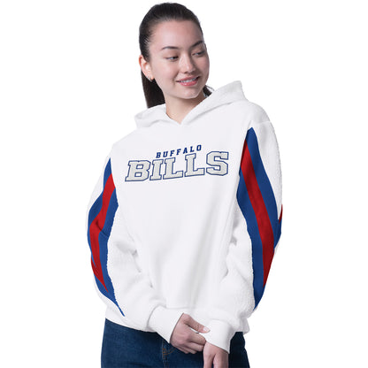 Ladies Fresh Field Stripe Sherpa Hood In White - Front View