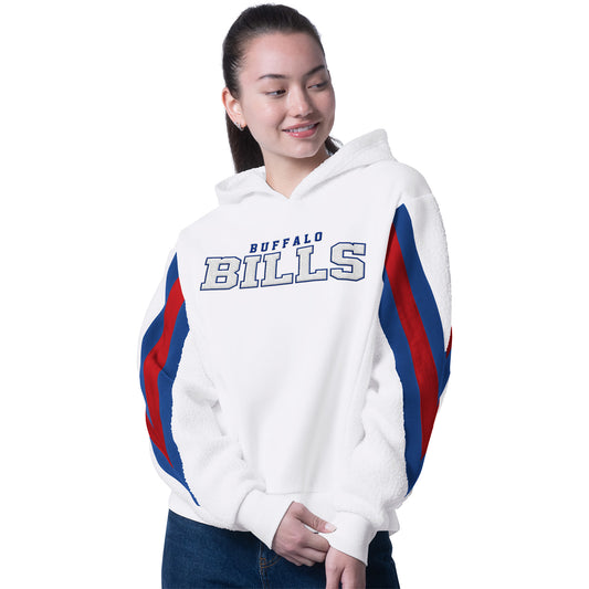 Ladies Fresh Field Stripe Sherpa Hood In White - Front View