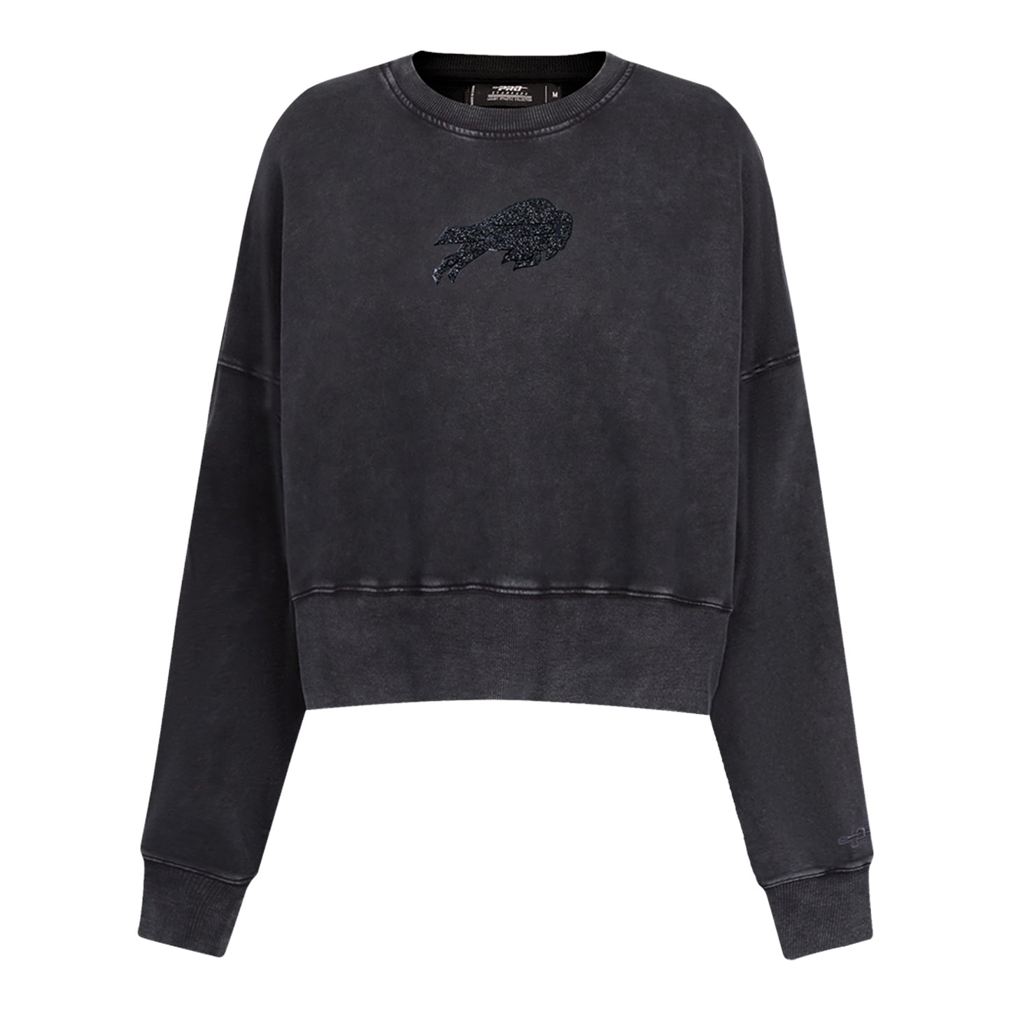 Ladies Buffalo Bills Pro Standard Crystalline Wash Crewneck Sweatshirt In Grey - Front View