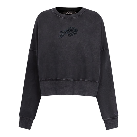 Ladies Buffalo Bills Pro Standard Crystalline Wash Crewneck Sweatshirt In Grey - Front View