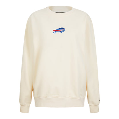 Ladies Buffalo Bills Pro Standard Classic Icon Crewneck Sweatshirt In Cream - Front View