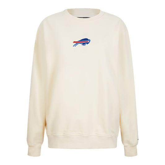 Ladies Buffalo Bills Pro Standard Classic Icon Crewneck Sweatshirt In Cream - Front View