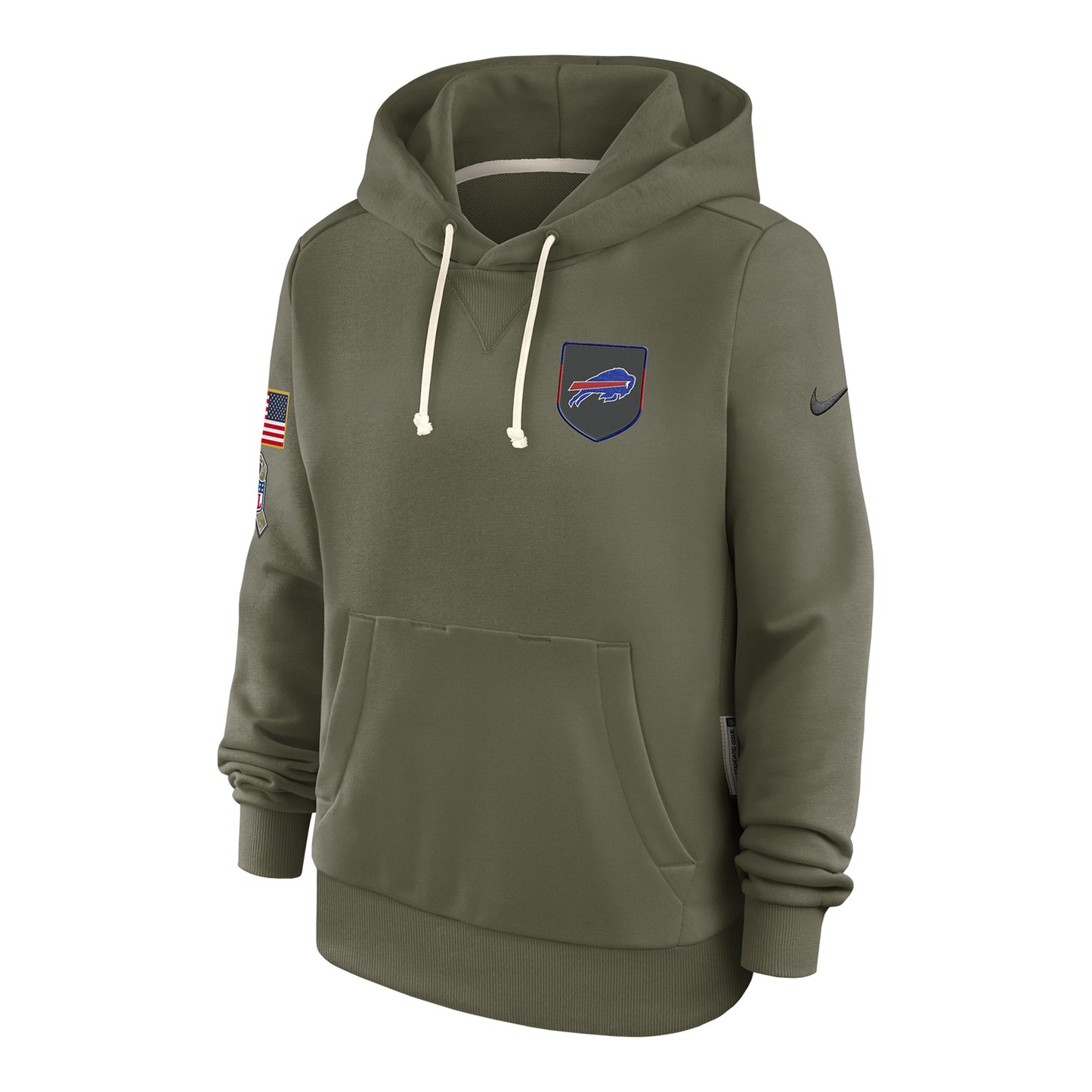 Ladies Buffalo Bills Nike 25 Salute to Service Hoodie In Green - Front View