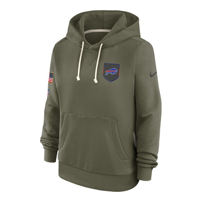 Ladies Buffalo Bills Nike 25 Salute to Service Hoodie In Green - Front View
