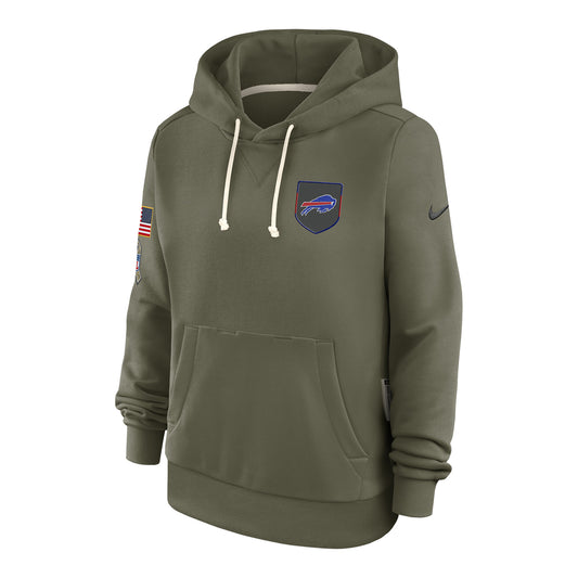 Ladies Buffalo Bills Nike 25 Salute to Service Hoodie In Green - Front View