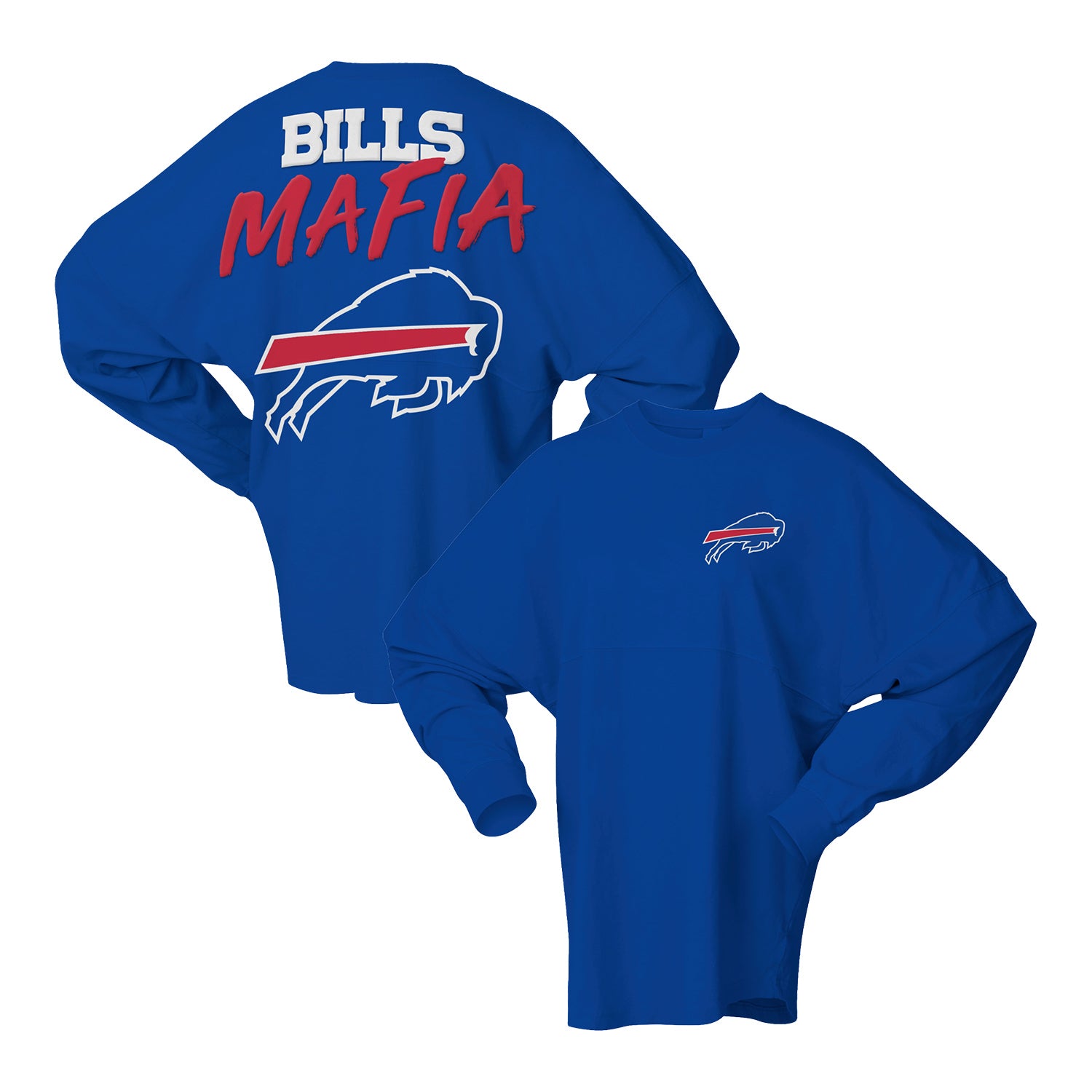 Ladies Bills Mafia Spirit Jersey In Blue - Front & Back View
