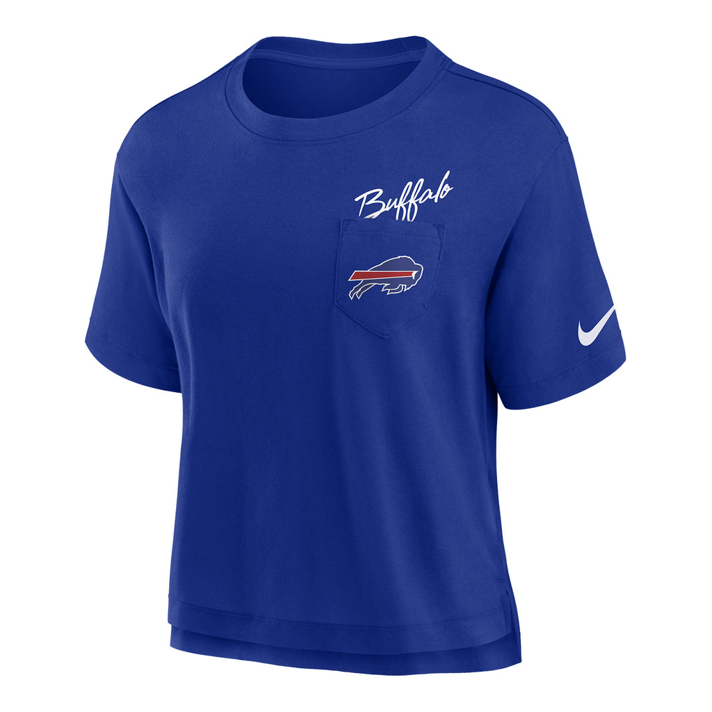 Ladies Bills Nike Boxy Crop Pocket T-Shirt | The Bills Store