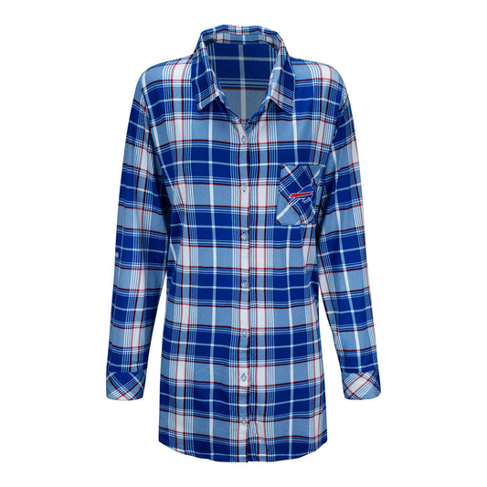 Buffalo Bills Concepts Sport Ladies Flannel Nightshirt In Blue - Front View