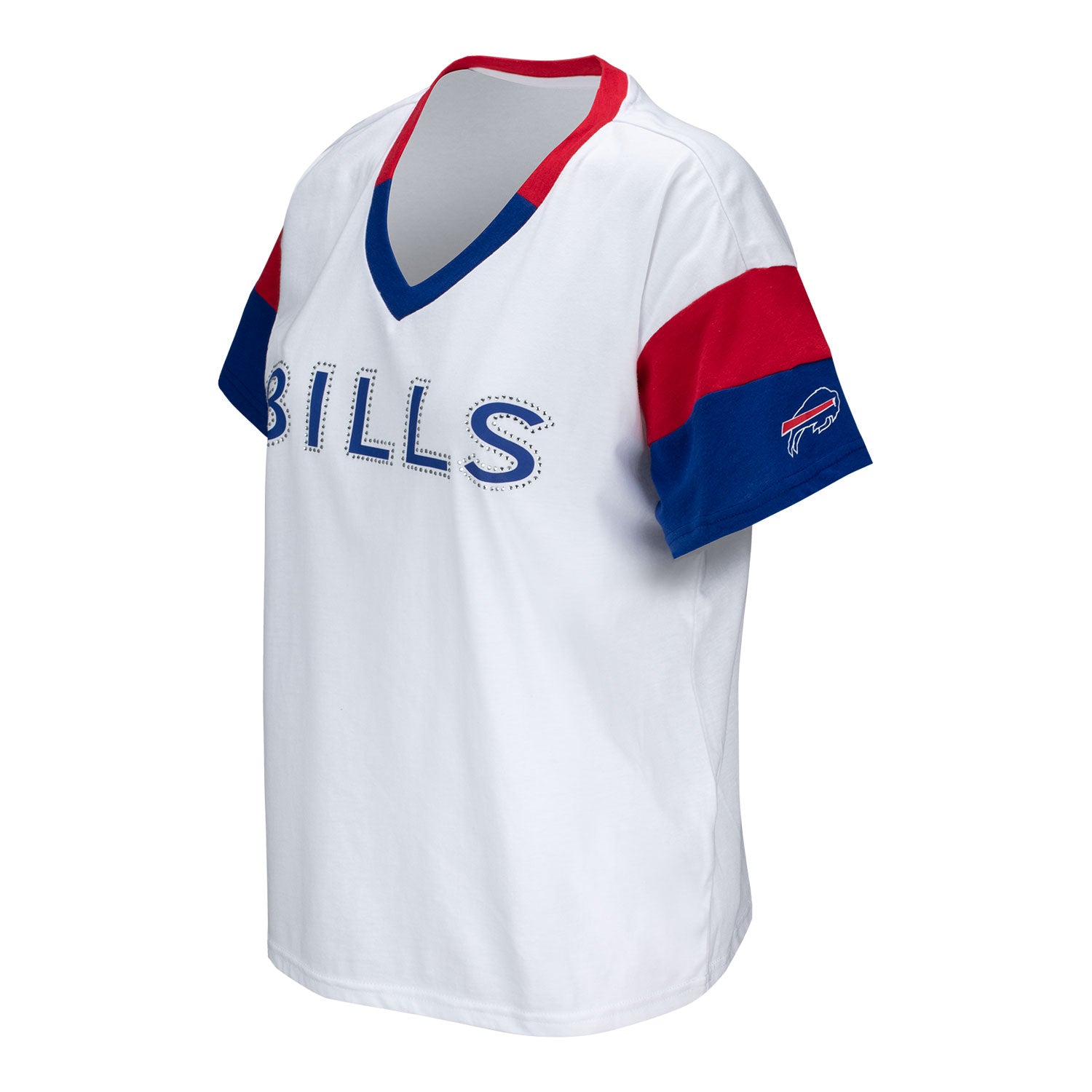 Buffalo Bills GIII Rink V-Neck Ladies T-Shirt In White - Side View