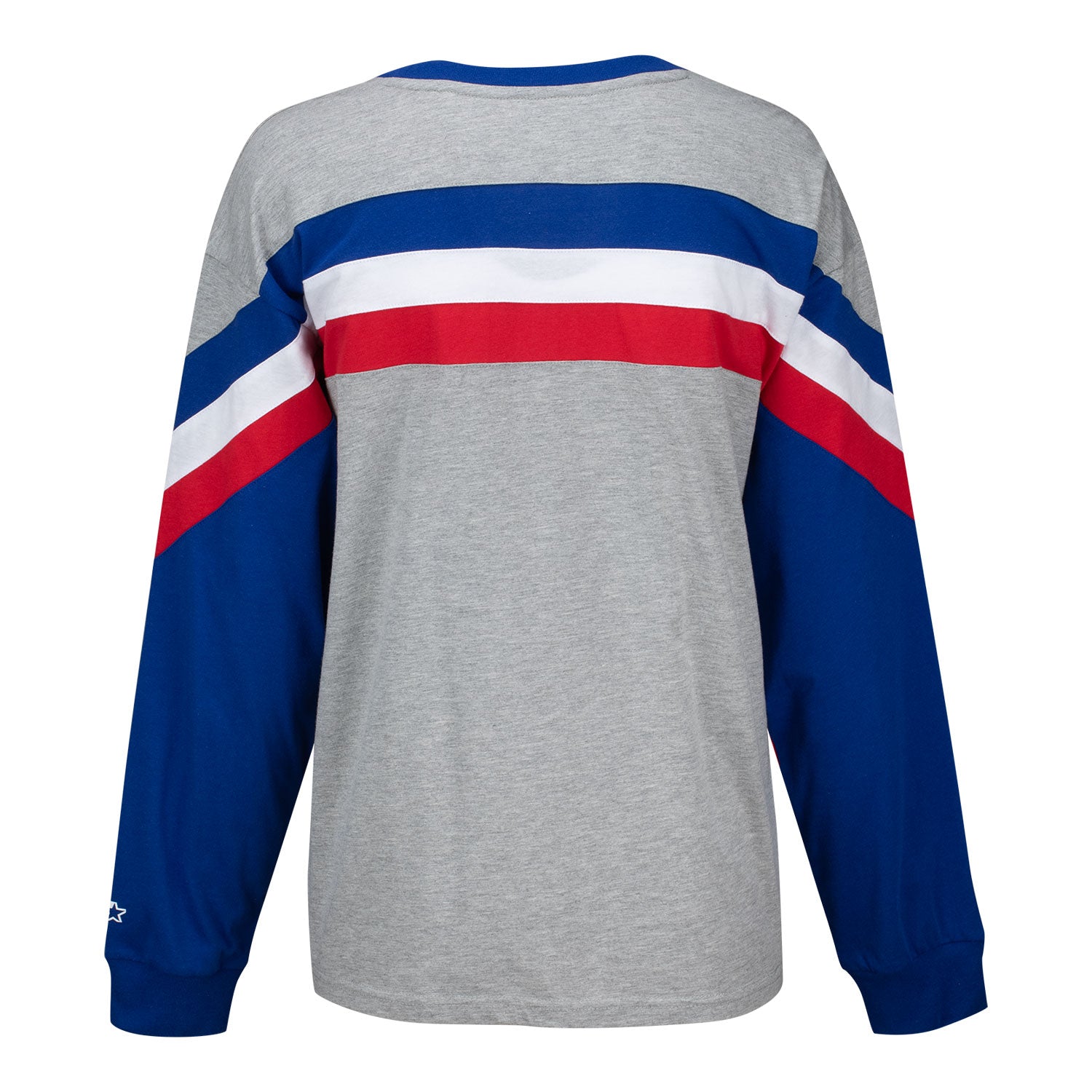 Buffalo Bills Ladies Long Sleeve Triple Script Top In Grey - Back View