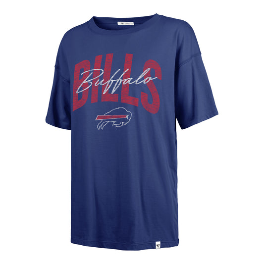 '47 Brand Women's Bills Script T-Shirt In Blue - Front View