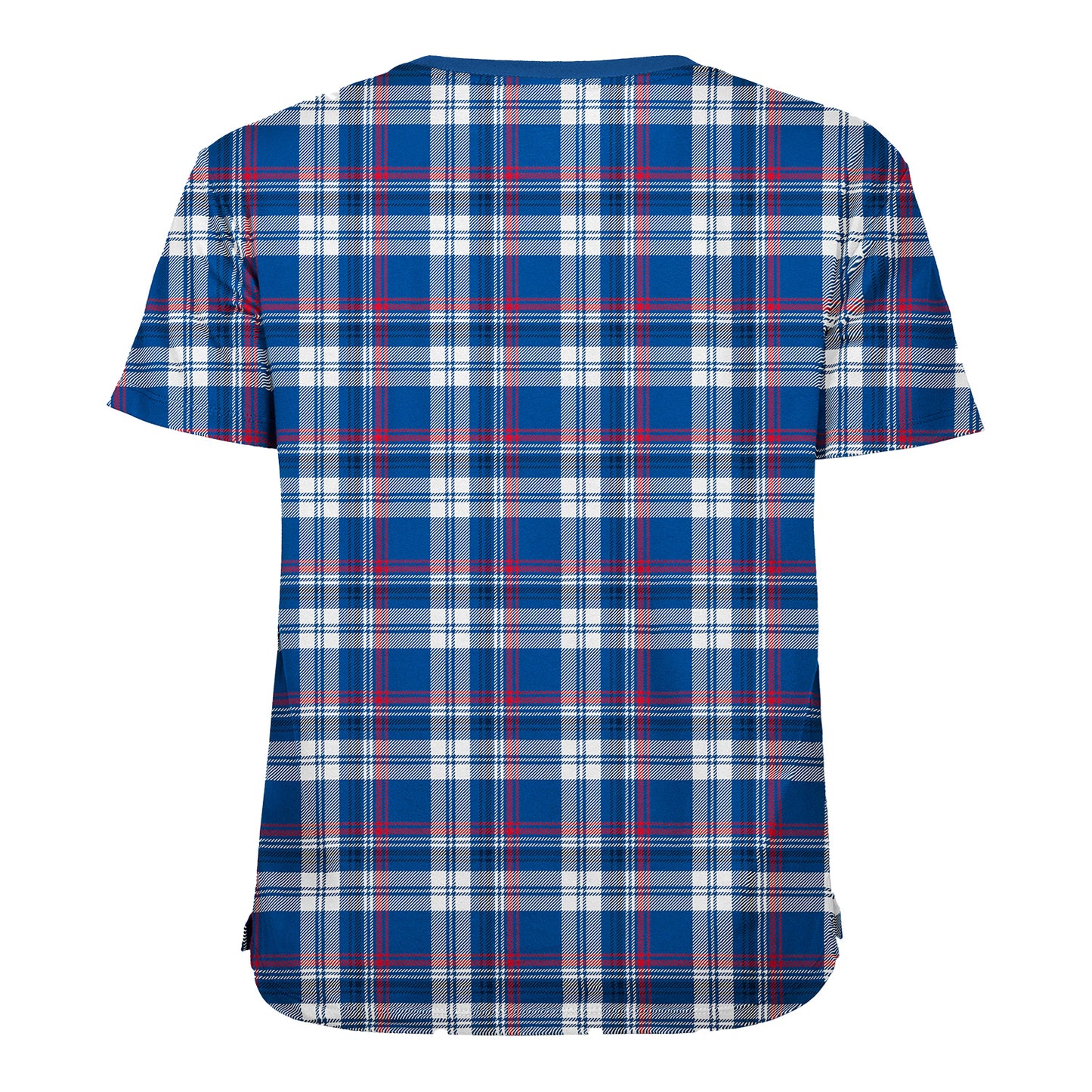 Ladies New Era Bills Plaid T-Shirt In Blue - Back View