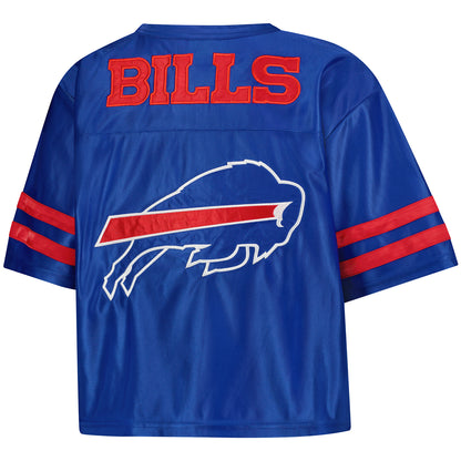 Buffalo Bills Icer Brands Ladies Roman Candle Sequin T-Shirt In Blue - Back View