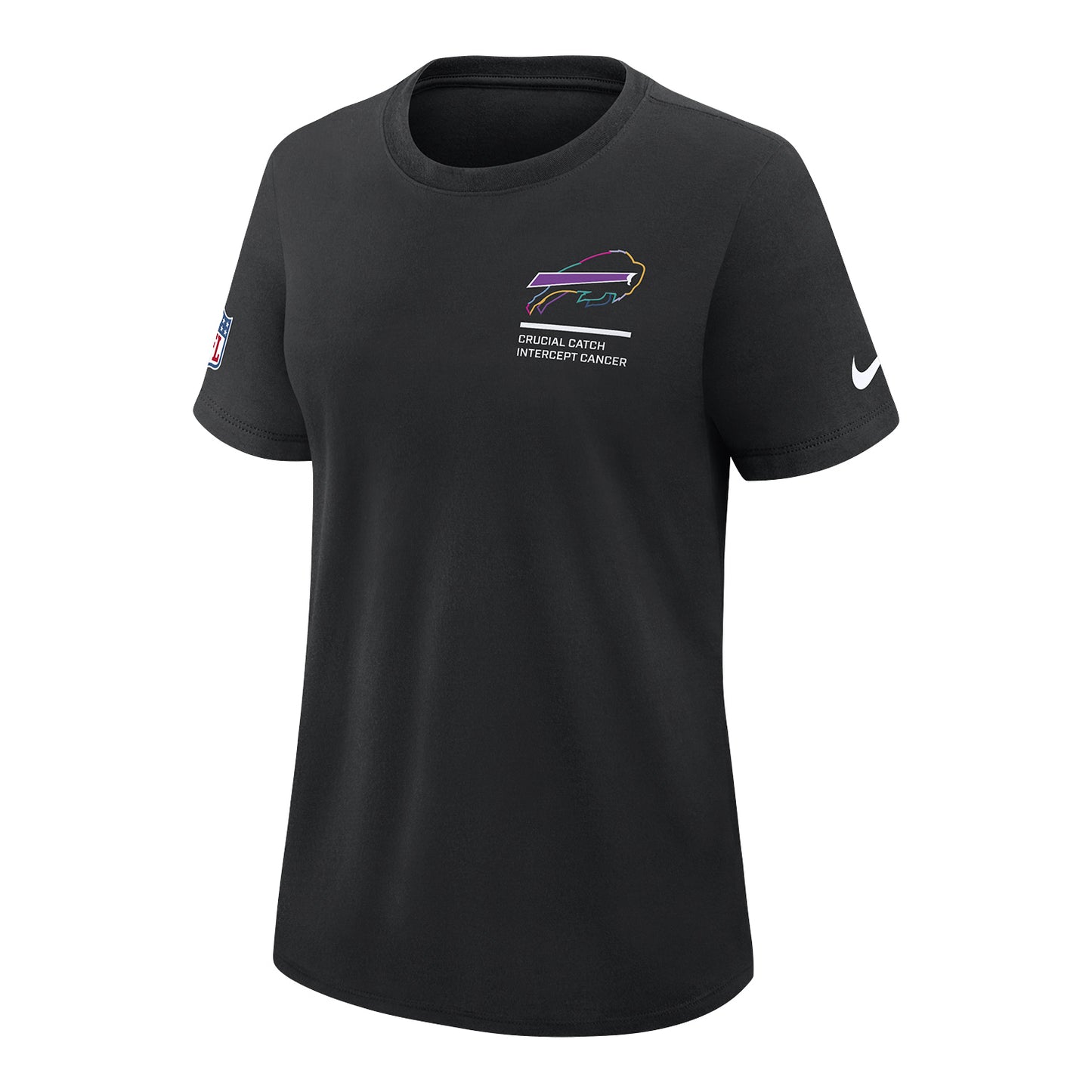 Ladies Buffalo Bills Nike 2025 Crucial Catch Tri-Blend T-Shirt In Black - Front View