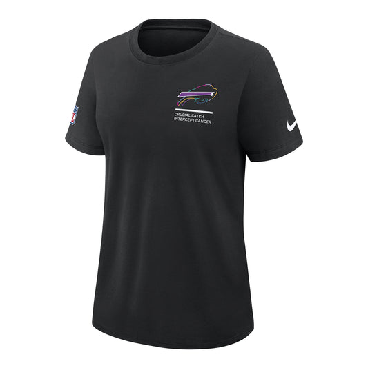Ladies Buffalo Bills Nike 2025 Crucial Catch Tri-Blend T-Shirt In Black - Front View
