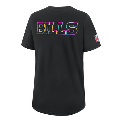Ladies Buffalo Bills Nike 2025 Crucial Catch Tri-Blend T-Shirt In Black - Back View