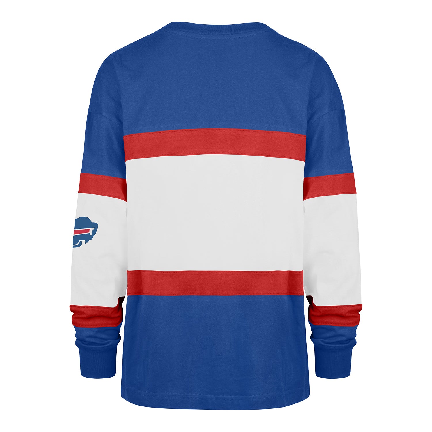 Ladies Buffalo Bills Colorblock  T-Shirt by '47 Brand In Blue, Red & White - Back View