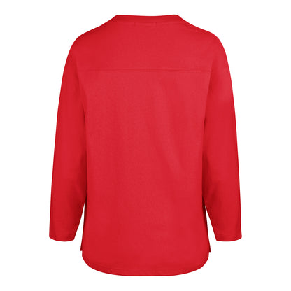 Ladies Long Sleeve Bills Classic Logo T-Shirt In Red - Back View