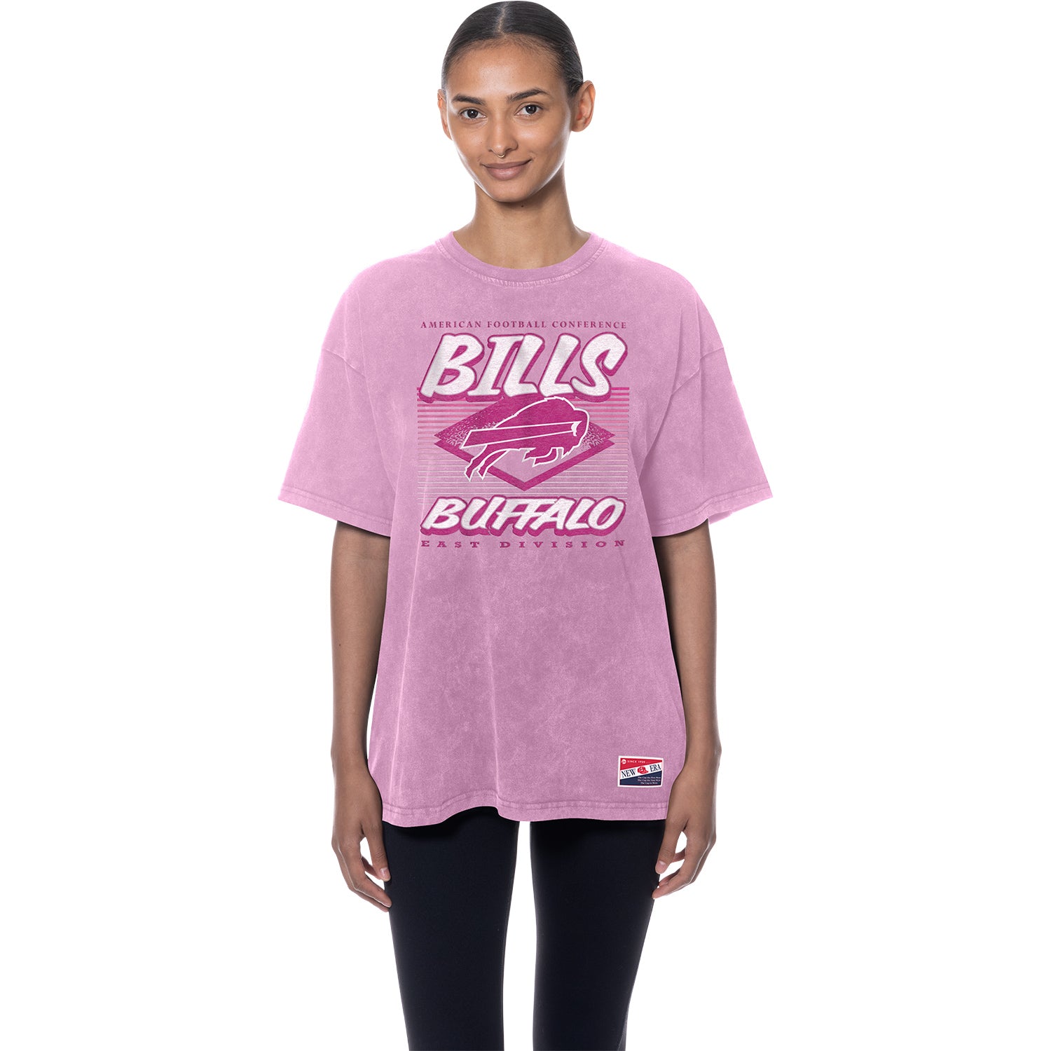 Ladies Buffalo Bills Pink Mineral Wash Primary Logo T-Shirt In Pink - Front View