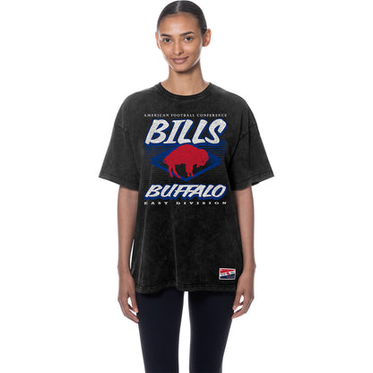 Ladies Buffalo Bills Black Mineral Wash Classic Logo T-Shirt In Black - Front View