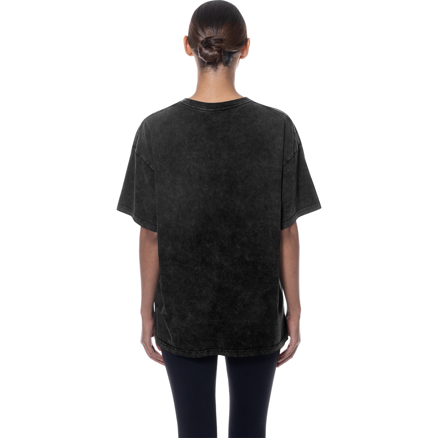 Ladies Buffalo Bills Black Mineral Wash Classic Logo T-Shirt In Black - Back View