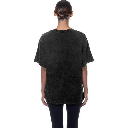 Ladies Buffalo Bills Black Mineral Wash Classic Logo T-Shirt In Black - Back View