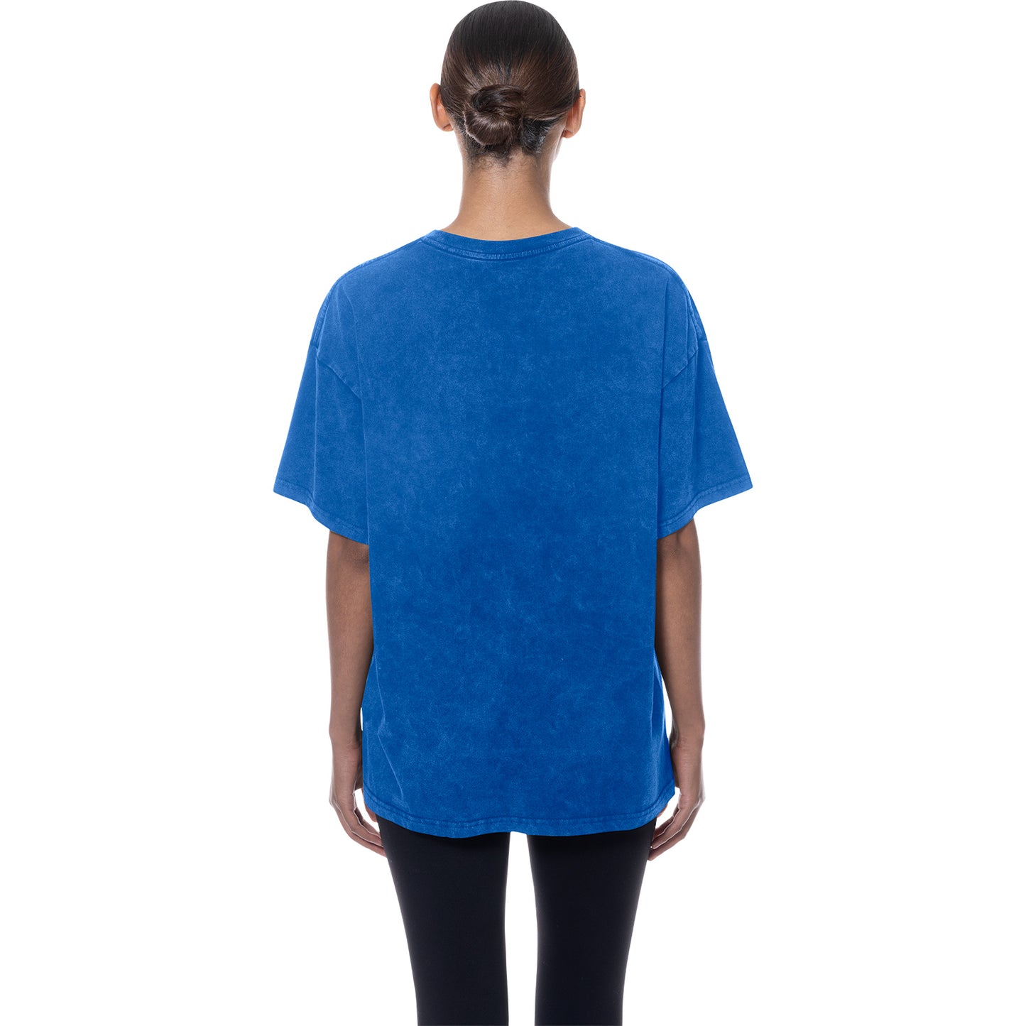 Ladies Buffalo Bills Blue Mineral Wash Primary Logo T-Shirt In Blue - Back View