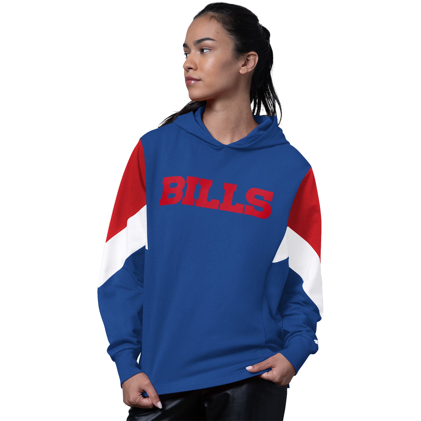 Ladies Starter Bills Scrimmage Hooded Top In Blue - Front View