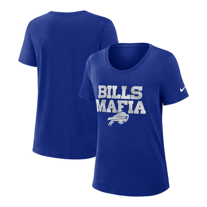 Ladies Buffalo Bills Nike Rivalry Series History View T-Shirt In Blue & Silver - Combined Front & Back View